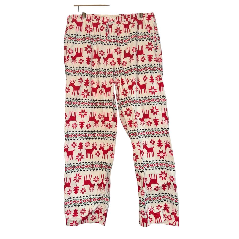 Hanna Andersson Fair Isle Christmas Pajama Pants Women's Medium Reindeer Holiday
